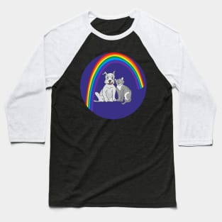 Dog Cat and rainbow Baseball T-Shirt